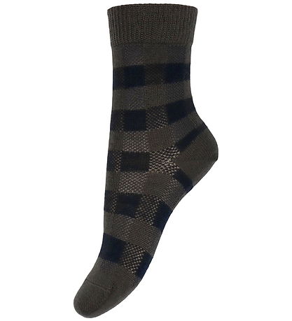 FUB Socken - Wolle - Karo - 2er-Pack - Mocca/Dark Navy