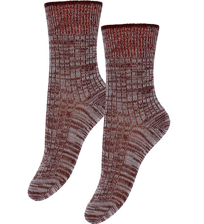 FUB Socken - Wolle - Melange - 2er-Pack - Cranberry/Ecru