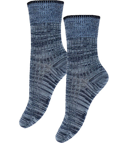 FUB Socken - Wolle - Melange - 2er-Pack - Aqua/Dark Navy