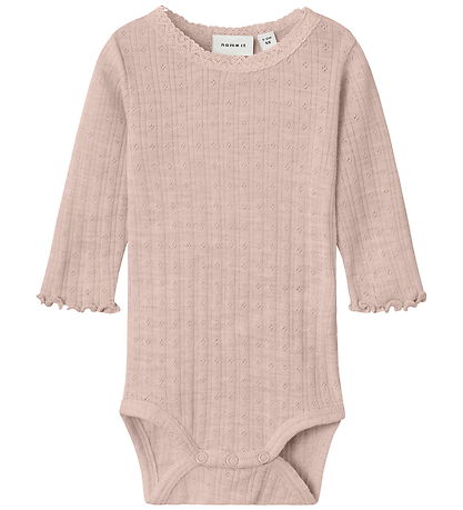 Name It Romper l/s - Wol/Zijde - Rib - NbfWossa - Shadow Grijs