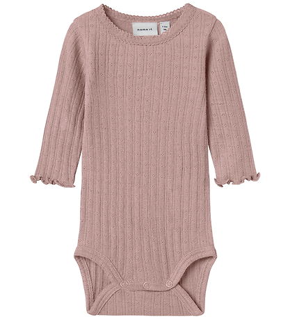Name It Romper l/s - Wol/Zijde - Rib - NbfWossa - Gewei