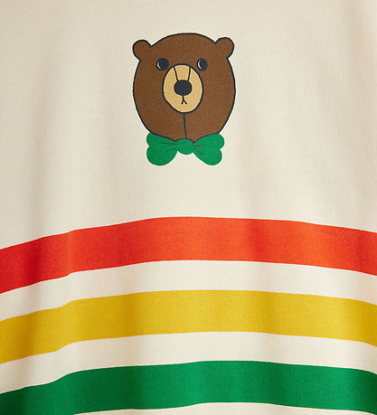 Mini Rodini Peysa - Bear Stripe - Off-White