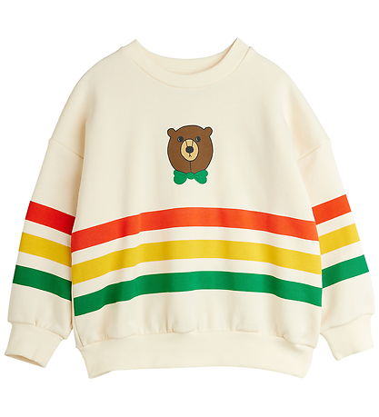 Mini Rodini Peysa - Bear Stripe - Off-White