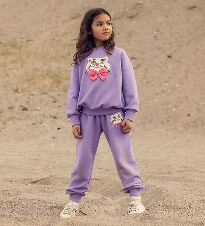 Mini Rodini Jogginghosen - CAT Mit Fliege Chenille - Lila