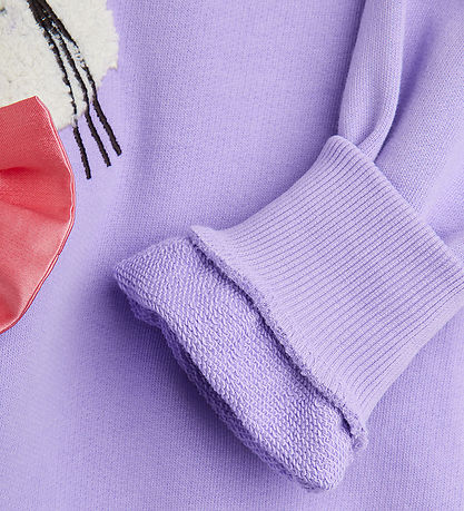 Mini Rodini Peysa - CAT Með slaufu úr chenilleefni - Fjólublátt