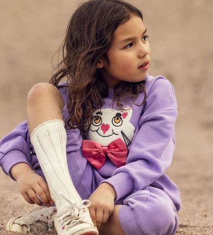 Sweat-shirt Mini Rodini - CAT Avec nœud papillon chenille - Viol