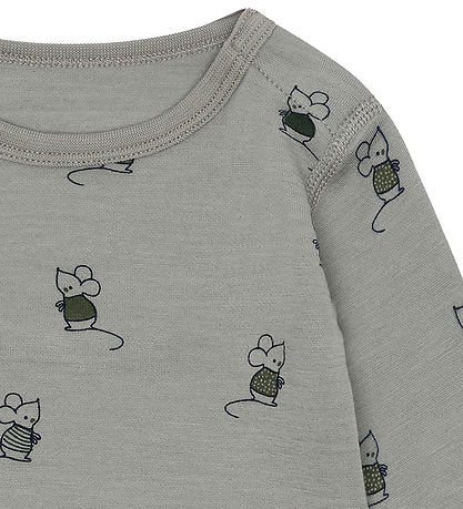 Hust and Claire Bodysuit l/s - HCBo Mouse - Forest Fog