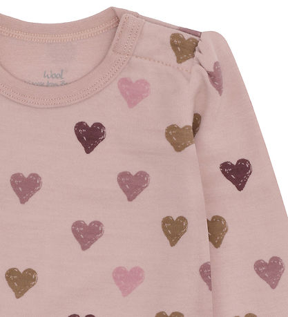 Hust and Claire Bodysuit l/s - HCBaloo Heart Puff - Adobe Rose