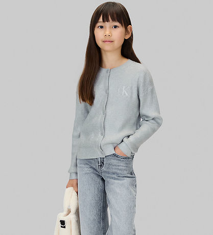 Calvin Klein Cardigan - Knitted - Coated - Silver