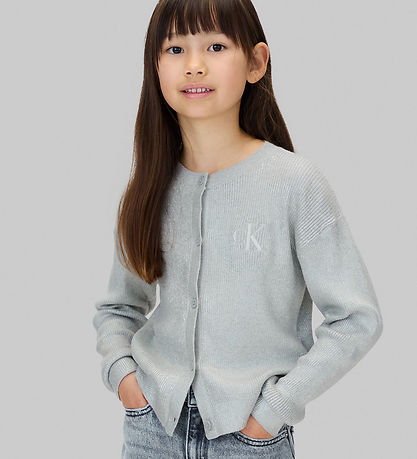 Calvin Klein Cardigan - Knitted - Coated - Silver