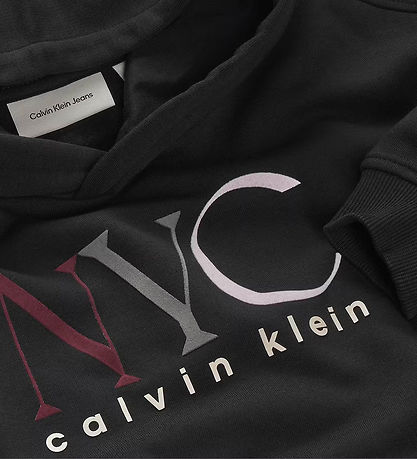 Calvin Klein Hoodie - Cropped - NYC Graphic - CK Black
