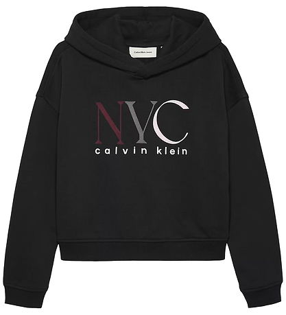 Calvin Klein Hoodie - Cropped - NYC Graphic - CK Black