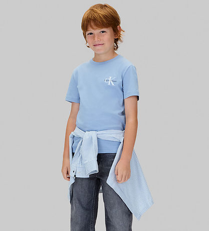 Calvin Klein T-shirt - Chest Monologue - Faded Denim Blue