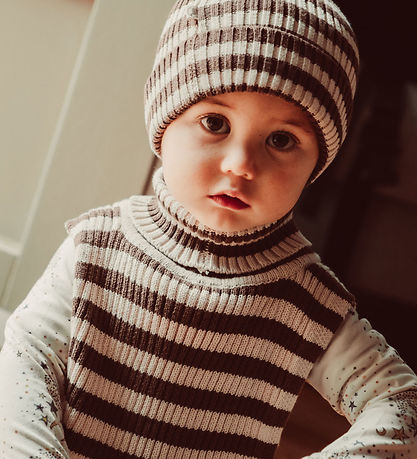 That's Mine Beanie - Knitted - Rib - Izzy - Brown Stripe