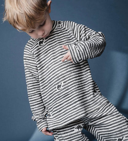 That's Mine Blouse - Rib - Aksel - Mono Dino Stripe
