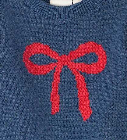 That's Mine Blouse - Knitted - Nasha - Key Blue/Red Bow