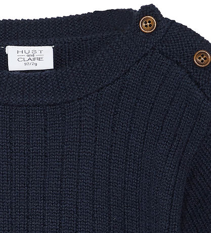 Hust and Claire Bluse - Strick - HCPil Wool Rib - Mehr Navy