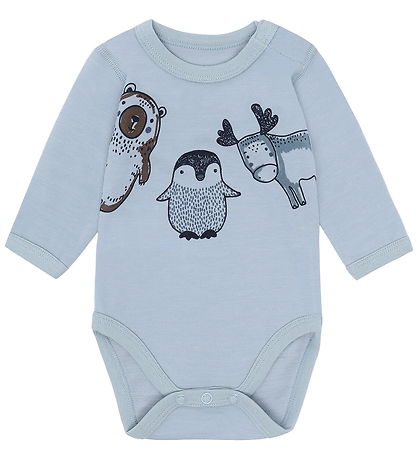 Hust and Claire Bodysuit l/s - HCBaloo Animals - Baby Blue
