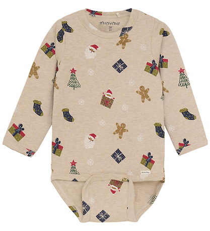 Minymo Bodysuit l/s - Beige Melange