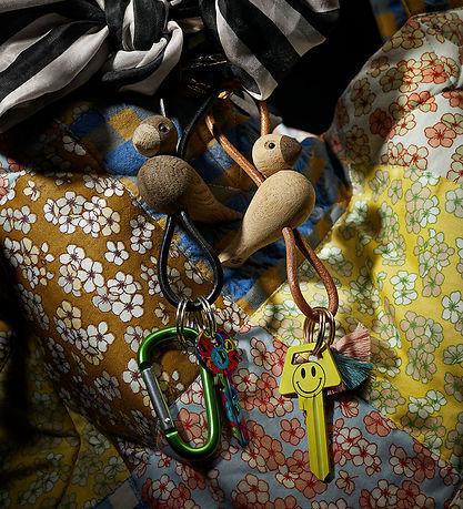 Kay Bojesen Keychain - Bird/Silver - Black Leather/Smoked Oak