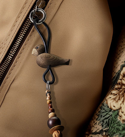 Kay Bojesen Keychain - Bird/Silver - Black Leather/Smoked Oak