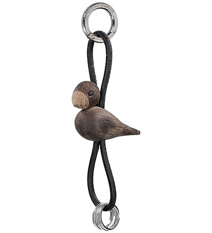Kay Bojesen Keychain - Bird/Silver - Black Leather/Smoked Oak