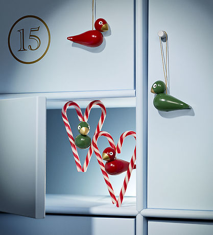 Kay Bojesen Wooden figure - 2 pcs - Christmas bird - Red/Green