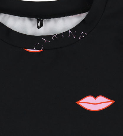 Stella McCartney Kids Swim Top - UV50+ - Black/Red Lips