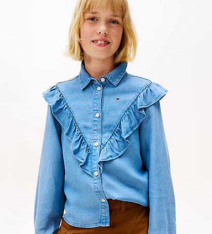 Tommy Hilfiger Bluse - Rüschen - Blau