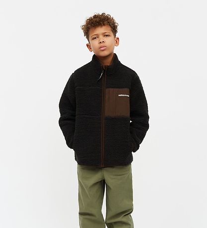 Mads Nørgaard Fleece Jacket - Teddy - Jeffo - Jet Black w. Brown