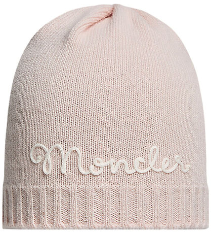 Moncler Beanie - Knitted - Wool - Light Pink