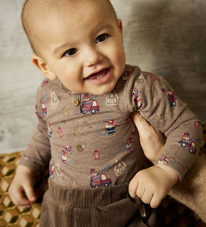 Minymo Bodysuit l/s - Dark Brown Melange