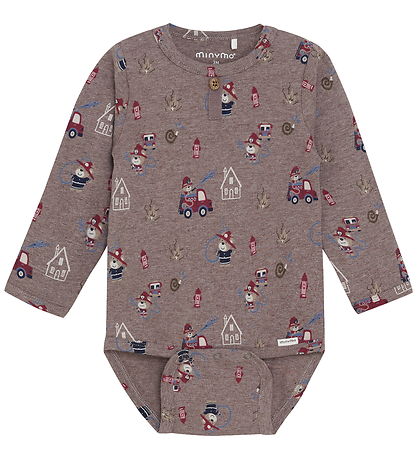 Minymo Bodysuit l/s - Dark Brown Melange