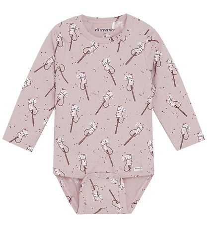 Minymo Bodysuit l/s - AOP - Shadow Gray