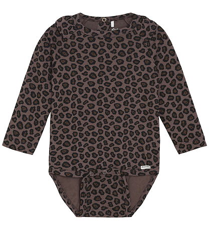 Minymo Bodysuit l/s - AOP - Chocolate Chip