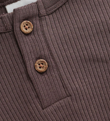 Minymo Bodysuit l/s - Rib - Chocolate Chip