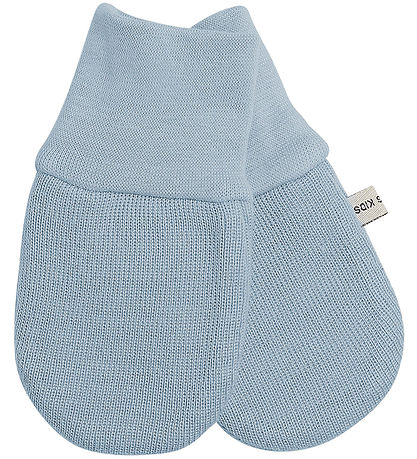 Racing Kids Mittens - Wool/Polyester - Dusty Sky Blue
