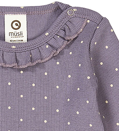 Müsli Blouse - Rib - Dot - Lilac Fog/Oak
