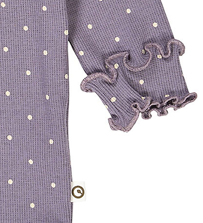 Müsli Bodysuit l/s - Rib - Dot - Lilac Fog/Oat