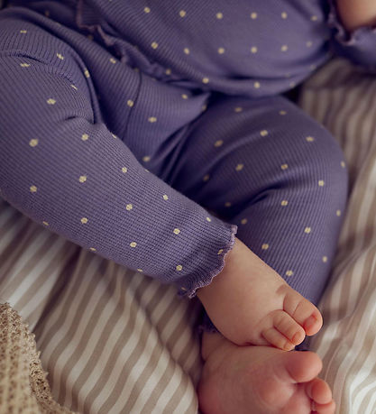 Müsli Bodysuit l/s - Rib - Dot - Lilac Fog/Oat