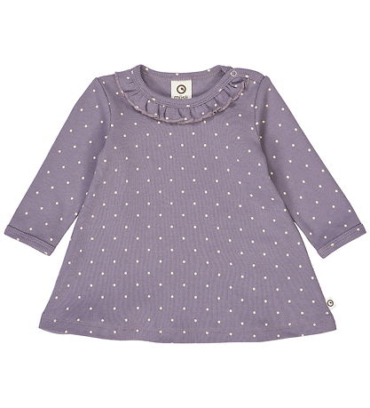 Müsli Klänning - Rib - Dot - Lilac Dimma/Oak