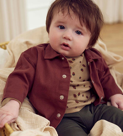 Müsli Bodysuit l/s - Rib - Acorn - Beige/Root/Deep Green