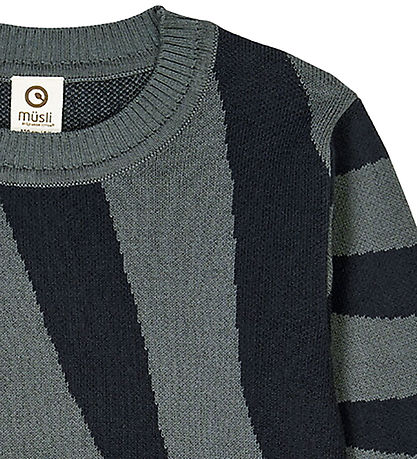 Müsli Blússa - Prjónað - Jacquard - Stormríkt Blue