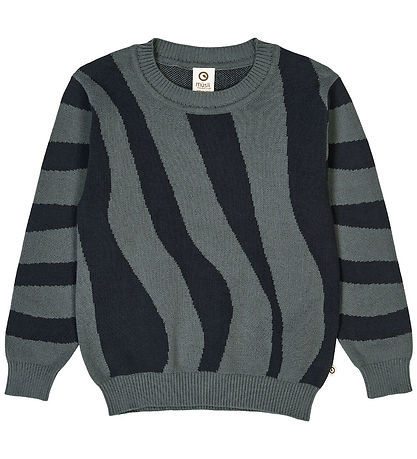 Müsli Blússa - Prjónað - Jacquard - Stormríkt Blue