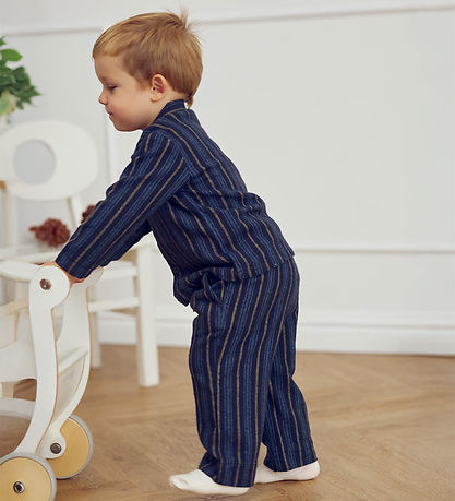 Müsli Hemd - Stripe - Nacht Blue/Moos/Stürmisch Blue