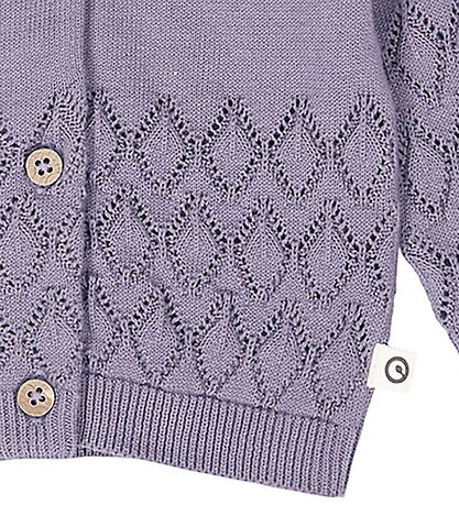 Müsli Cardigan - Knitted - Leaf - Lilac Fog w. Pointelle