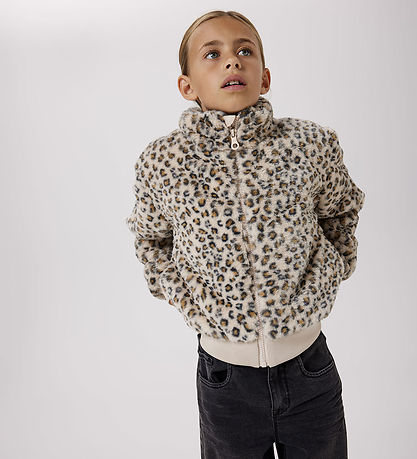 Name It Jacket - Faux Fur - NkfMila - Oxford Tan/Leo