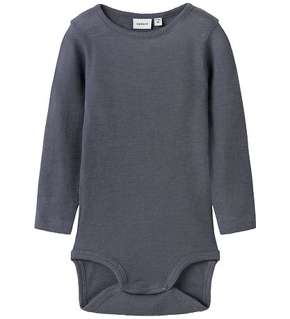 Name It Romper l/s - Wol/Zijde - Rib - NbmWossa - Folkstone Grij