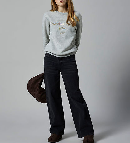 LMTD Gallabuxur - Núll - Breitt - NlfBli - Black Denim/Þvegið