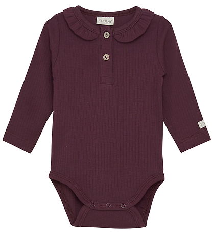 Fixoni Bodysuit l/s - Rib - Grape Wine